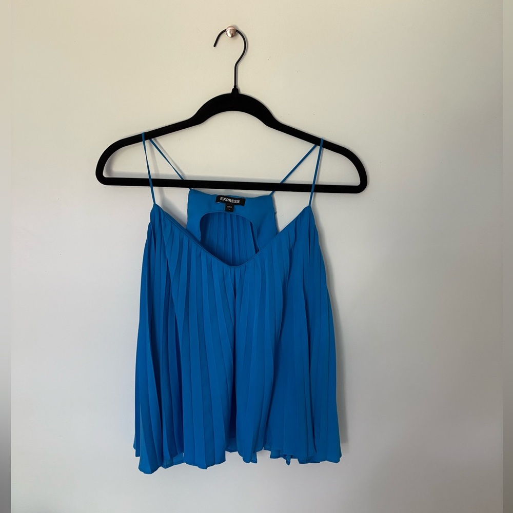 Express Blue Pleated Tank Top